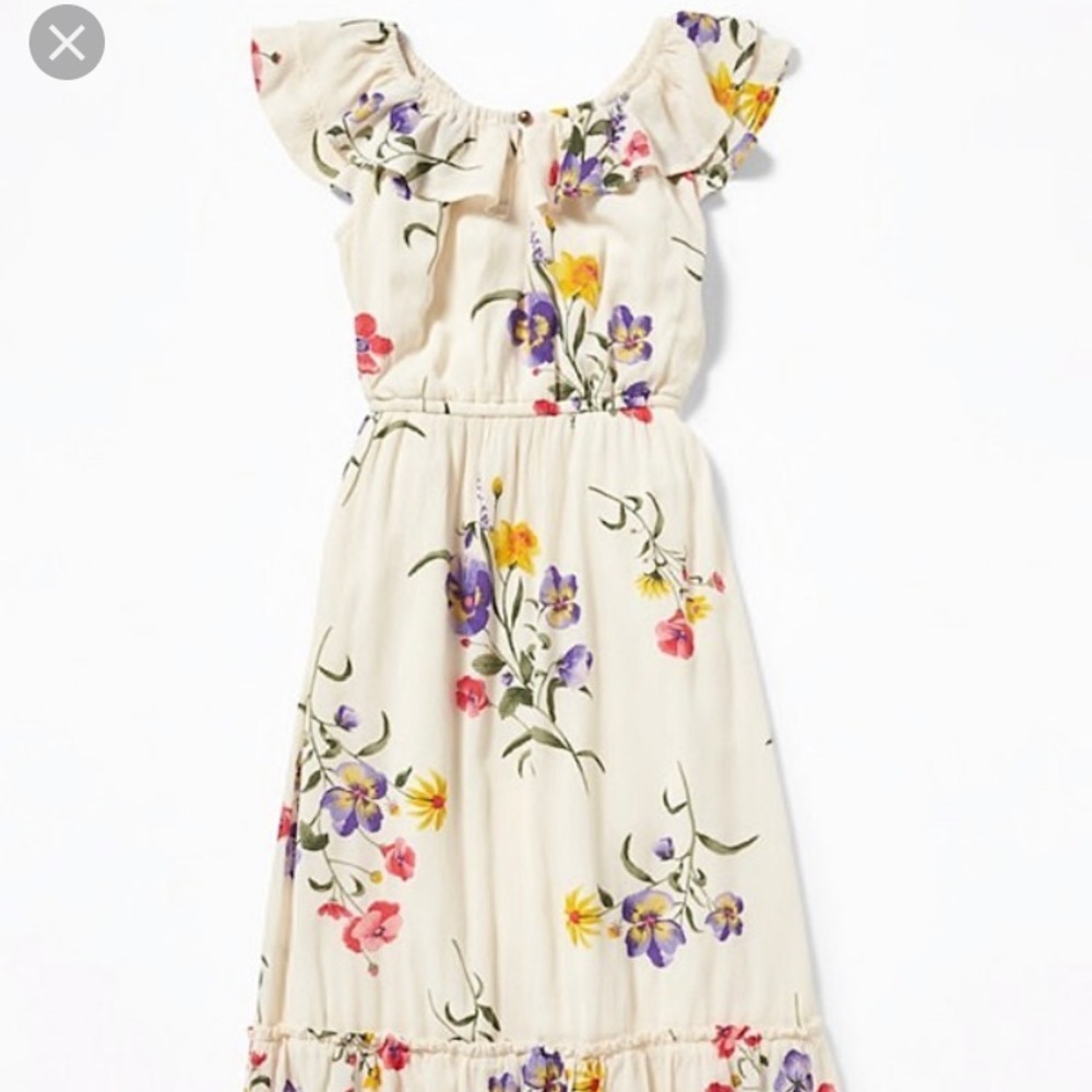 Beige floral midi dress